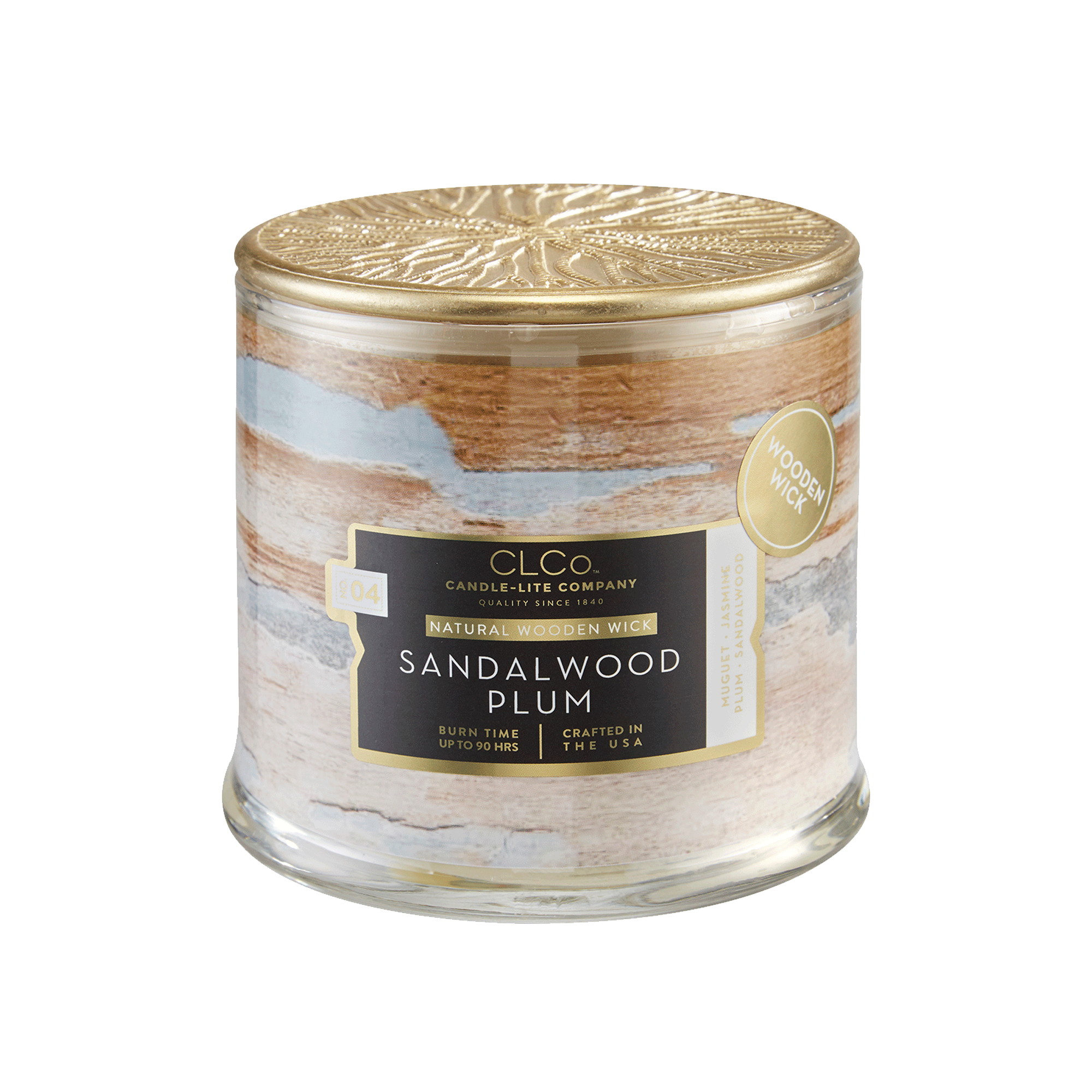 Clco Candle, Natural Wooden Wick, Jasmine OUD - 14 oz